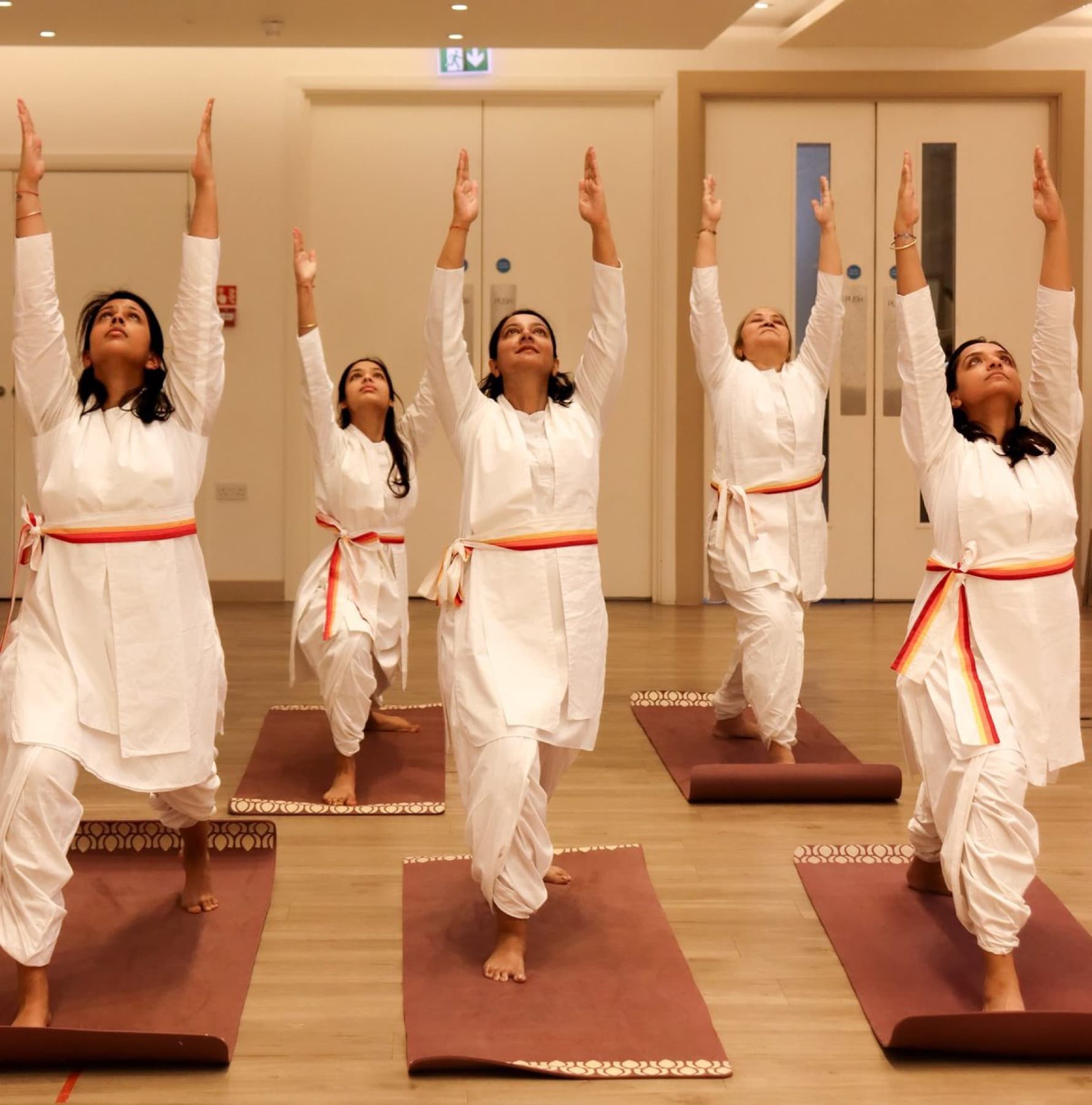 A youth yoga class