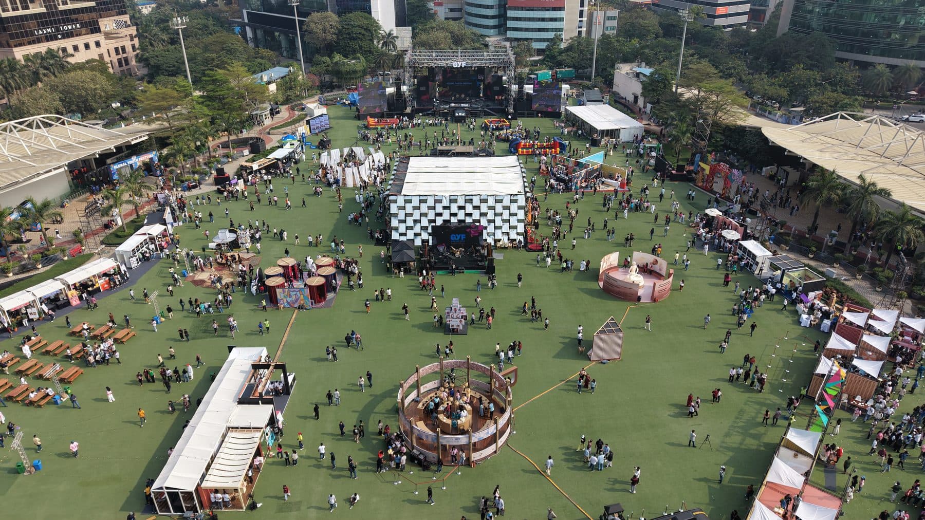 The festival ground seen from above by day
